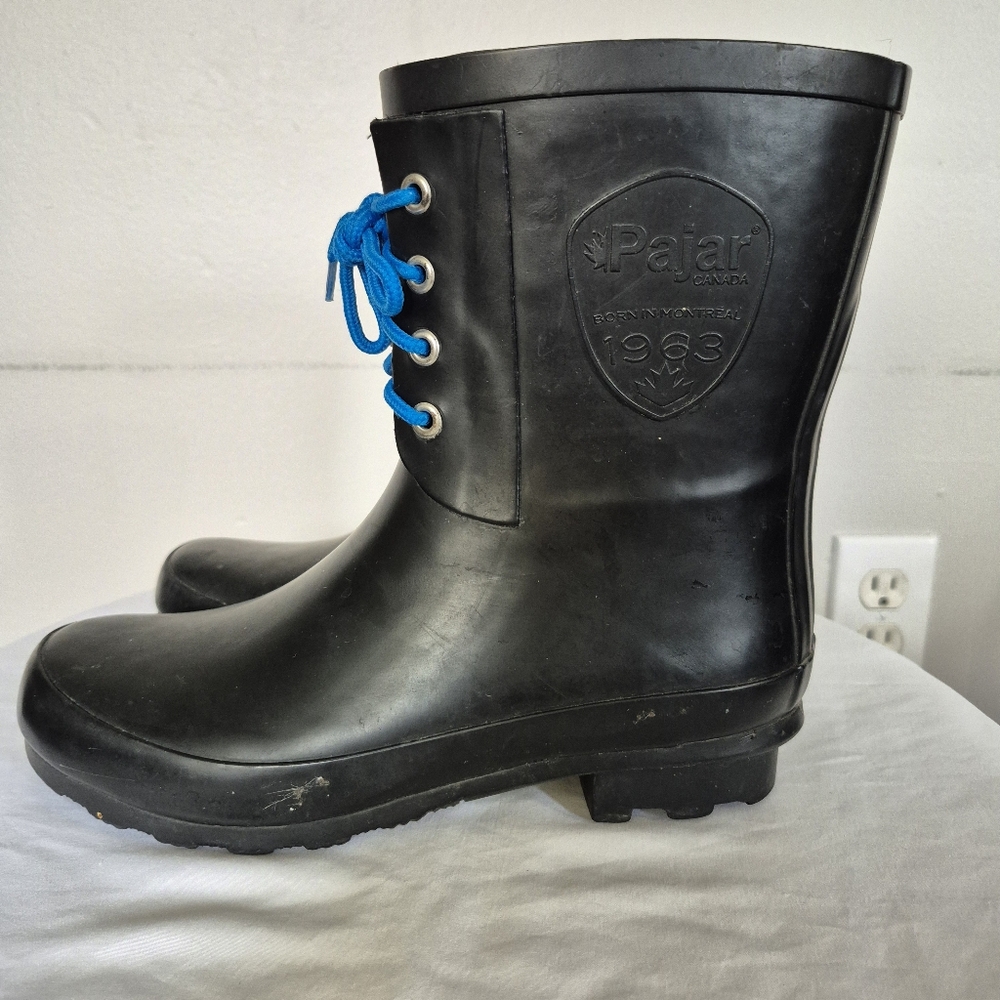 🇨🇦Pajar🇨🇦 Paula Waterproof Mid Calf Waterproof Rainboot Blue Tie Size 37